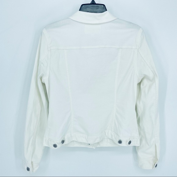 Two by Vince Camuto Jean Jacket White Button Down Front Pockets Denim Coat - Picture 6 of 16